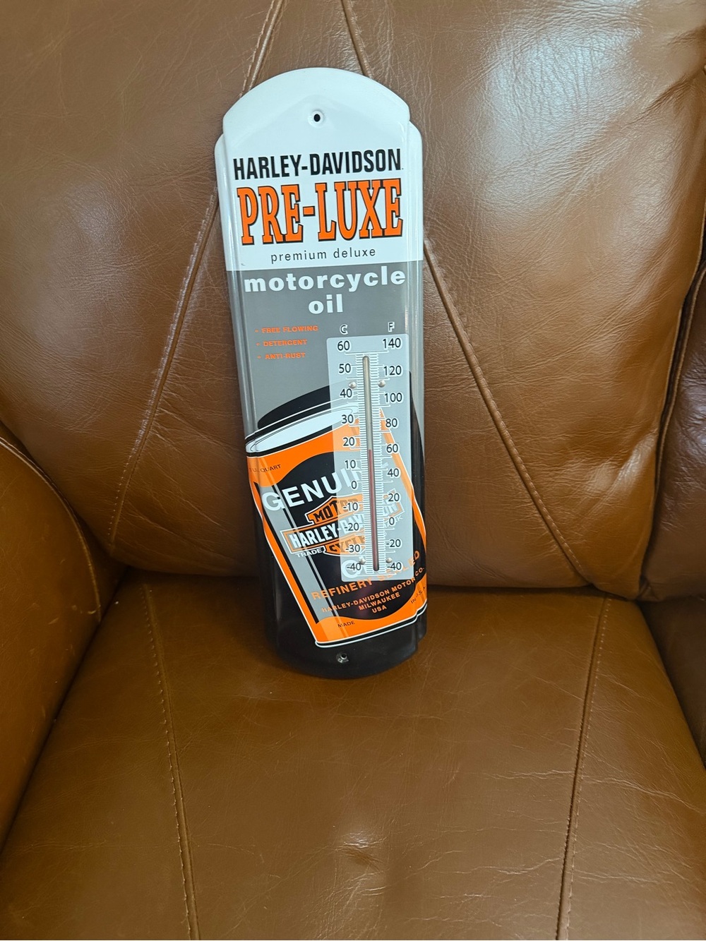 Harley-Davidson PRE-LUXE Metal Motorcycle Oil Thermometer - Orange, Black, White